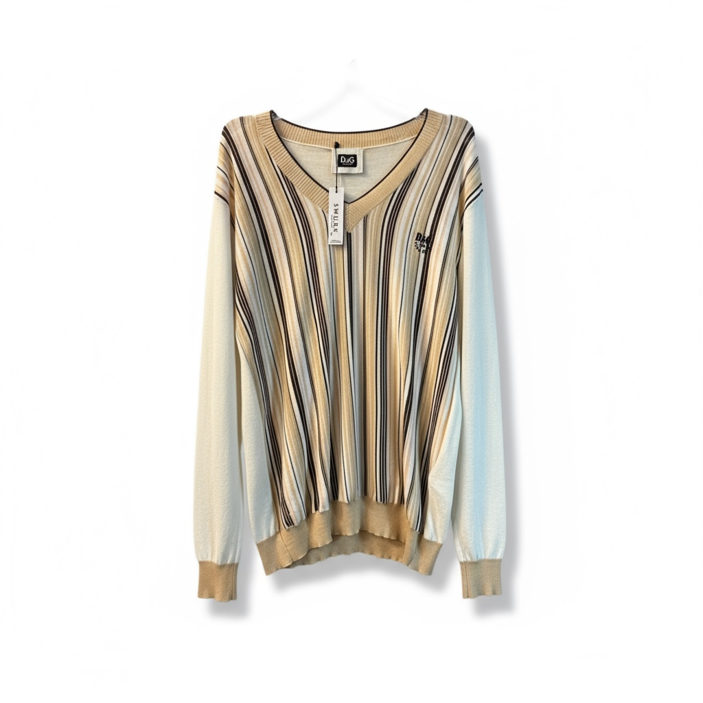D&G STRIPED V NECK SWEATER