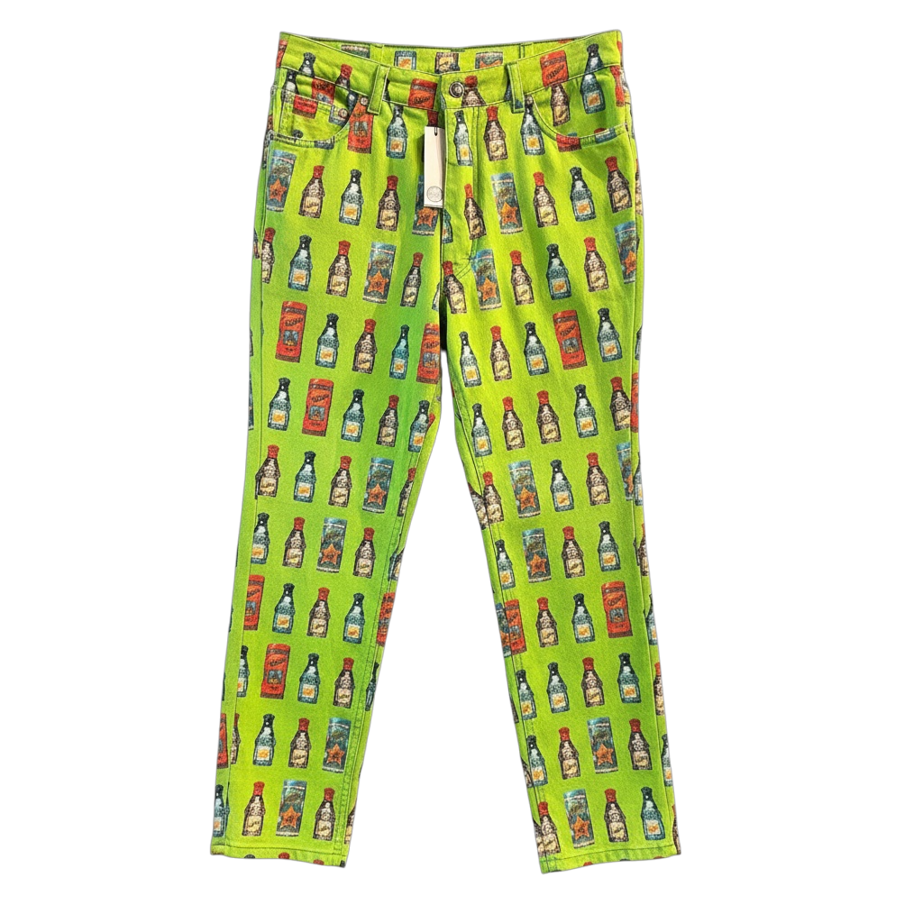 VERSACE JEANS FRAGRANCE BOTTLE PRINT PANTs