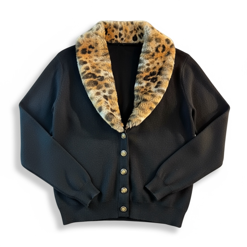 MCM SAMPLE LEOPARD COLLAR CARDIGAN