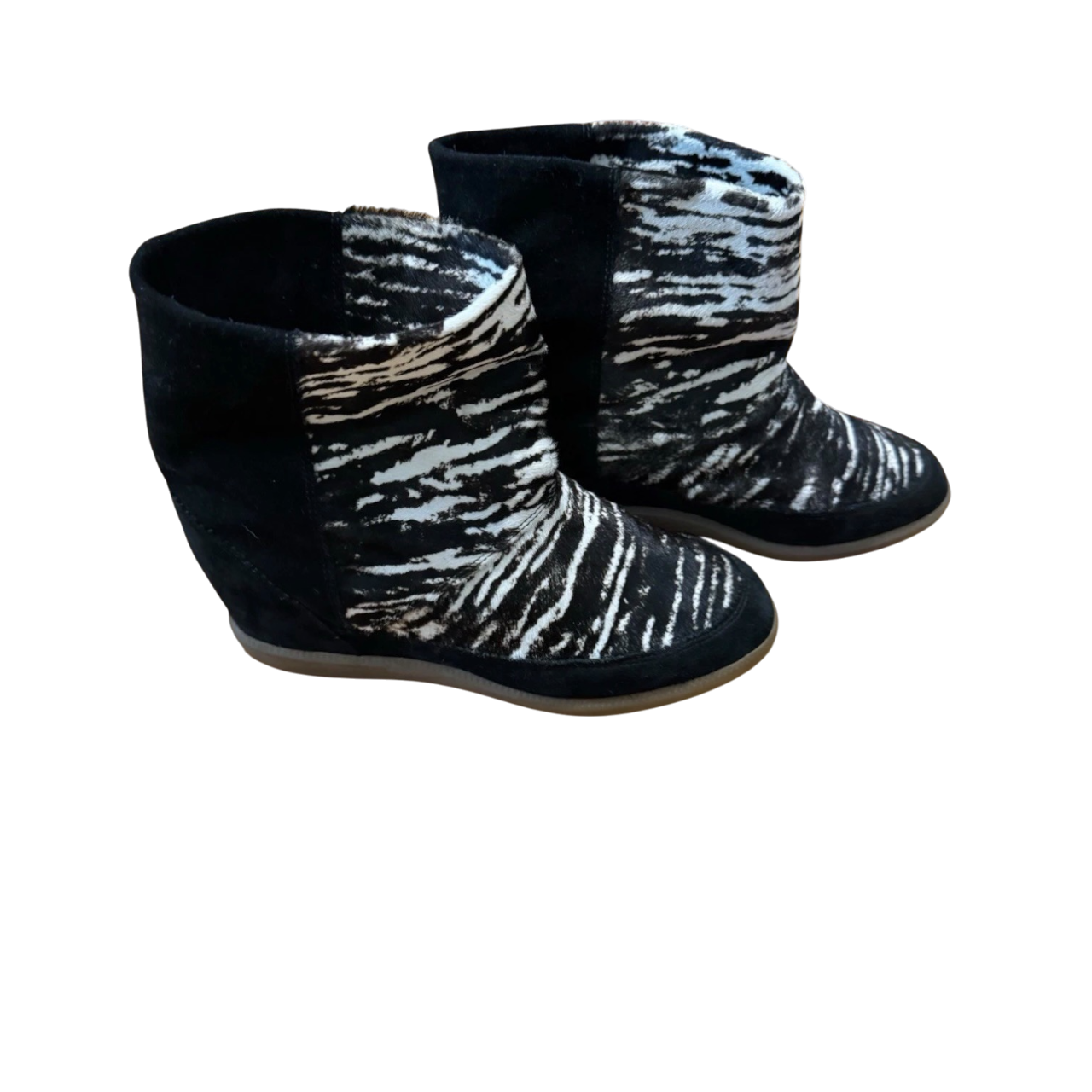 ISABEL MARANT BOBBY SNEAKER WEDGE IN ZEBRA CALFSKIN