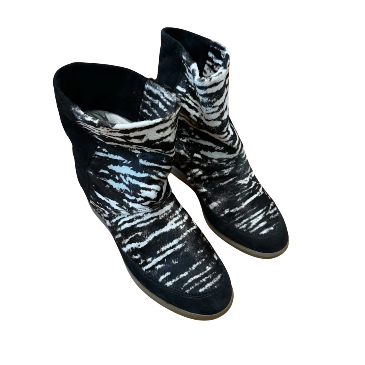 ISABEL MARANT BOBBY SNEAKER WEDGE IN ZEBRA CALFSKIN