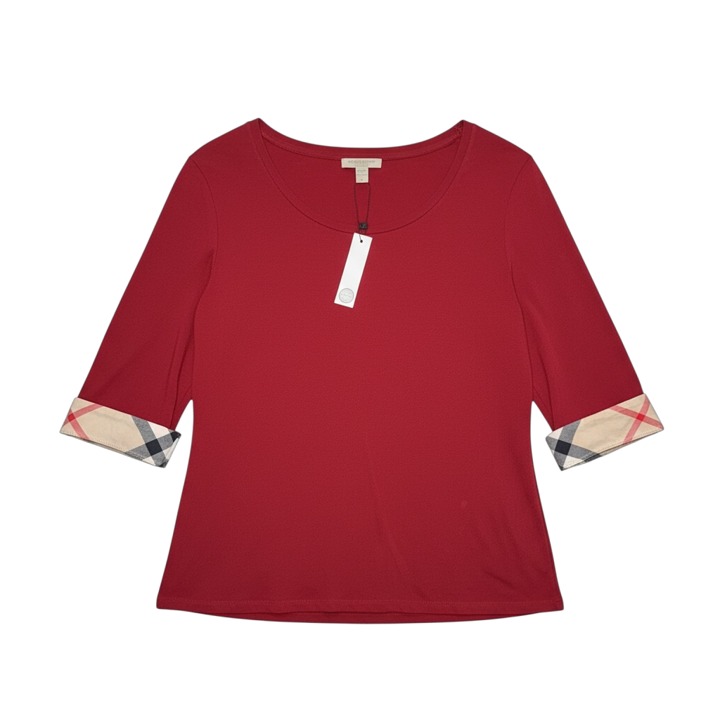 BURBERRY BRIT RED 3/4 LENGTH TEE