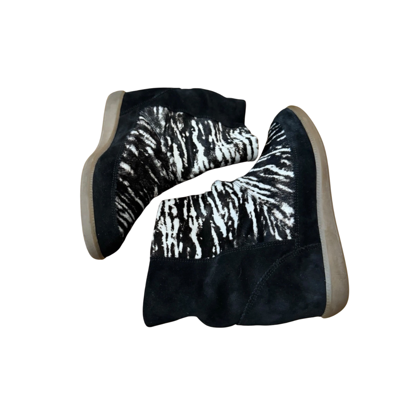 ISABEL MARANT BOBBY SNEAKER WEDGE IN ZEBRA CALFSKIN