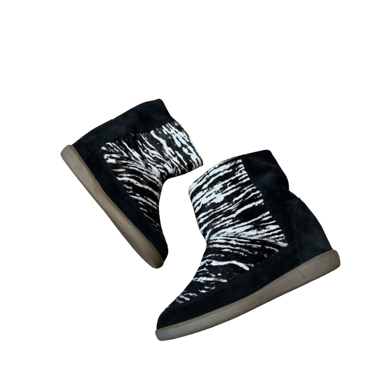 ISABEL MARANT BOBBY SNEAKER WEDGE IN ZEBRA CALFSKIN