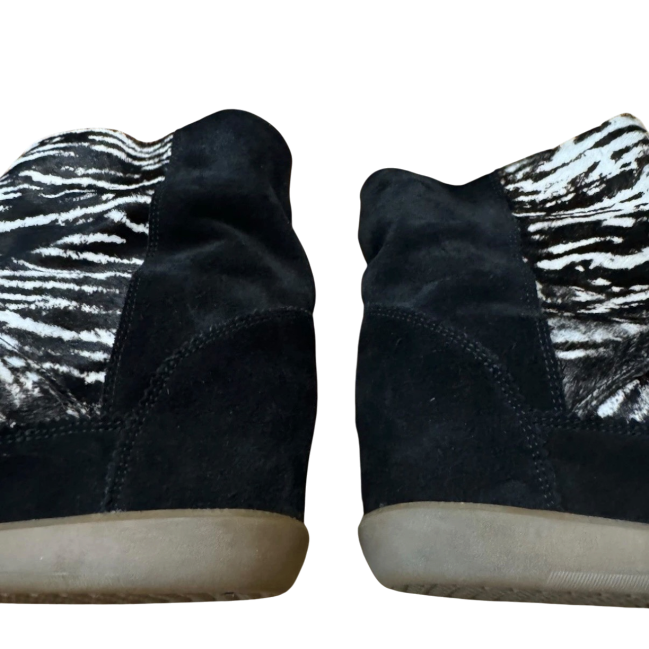 ISABEL MARANT BOBBY SNEAKER WEDGE IN ZEBRA CALFSKIN