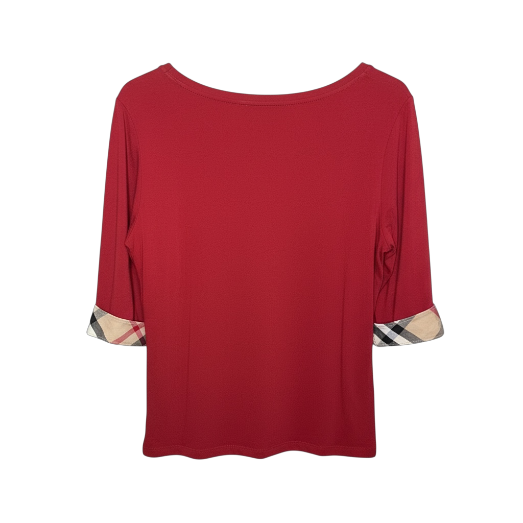 BURBERRY BRIT RED 3/4 LENGTH TEE