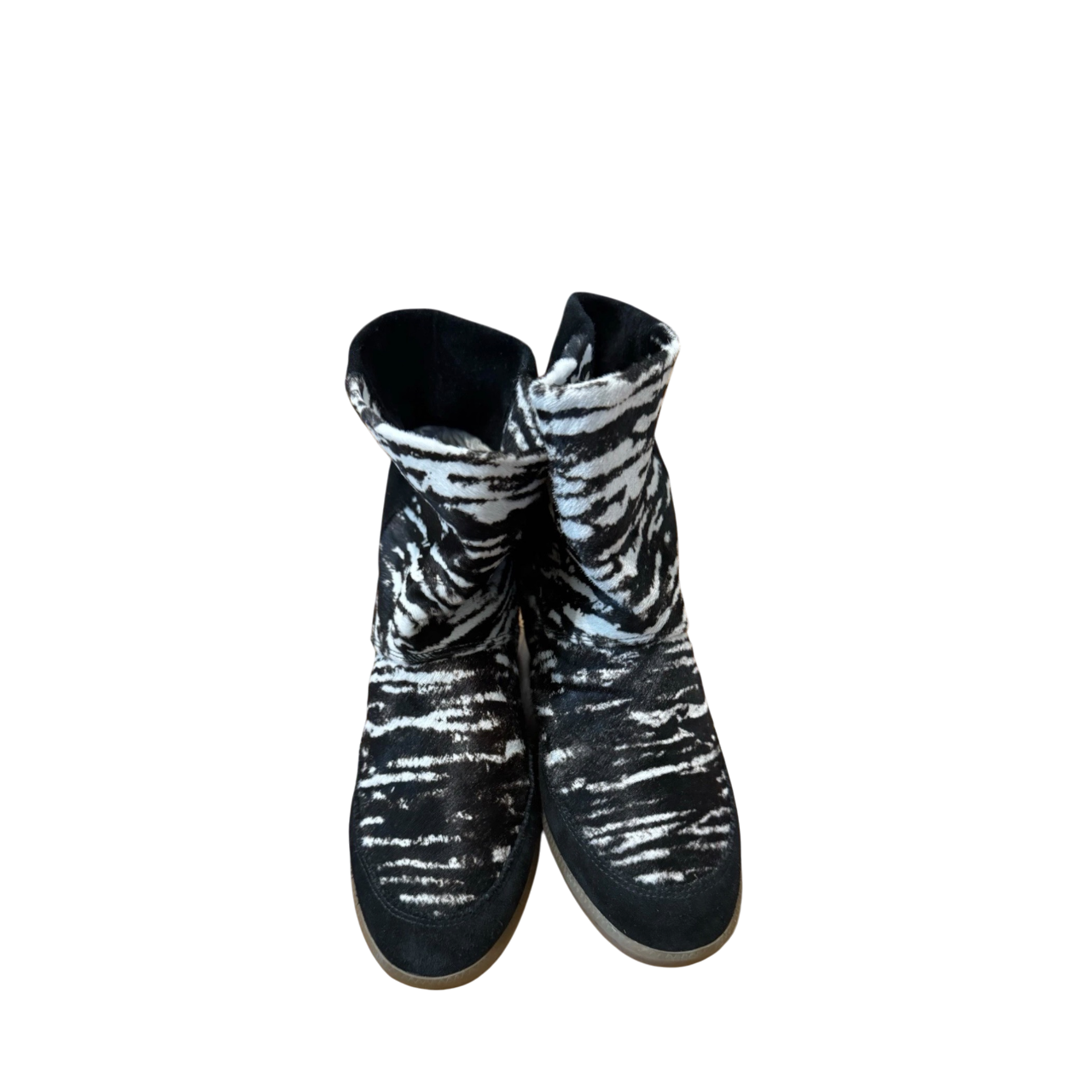 ISABEL MARANT BOBBY SNEAKER WEDGE IN ZEBRA CALFSKIN