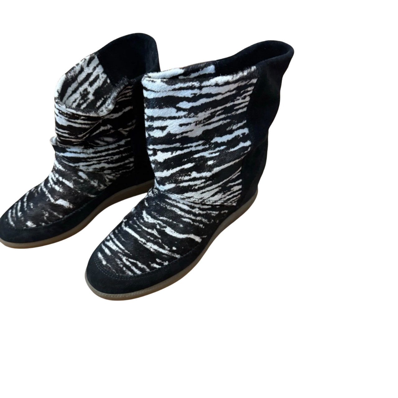 ISABEL MARANT BOBBY SNEAKER WEDGE IN ZEBRA CALFSKIN
