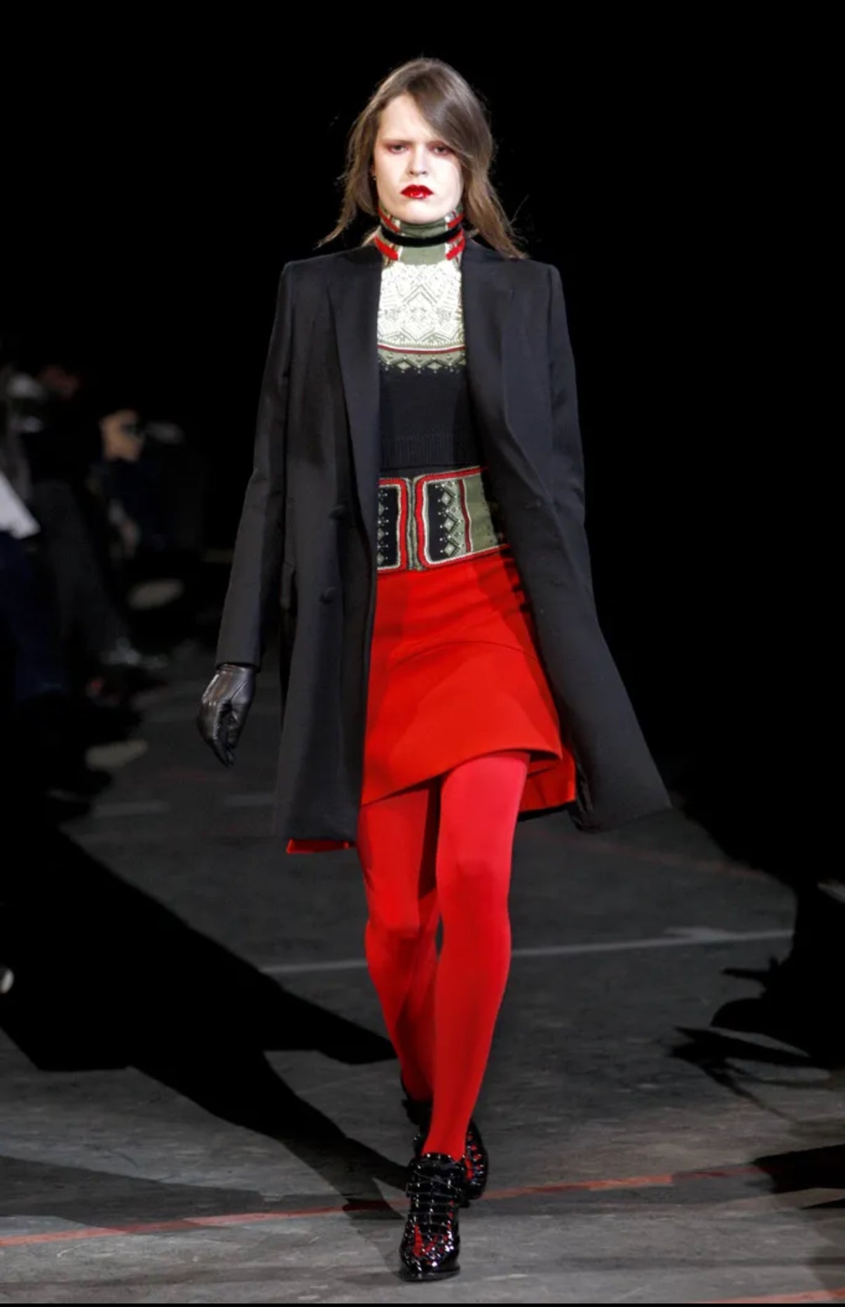 GIVENCHY BY RICARDO TISCCI 2010 RED PEPLUM RUNWAY SKIRT
