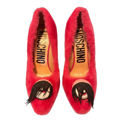 MOSCHINO FUR EYEBALL HEELS