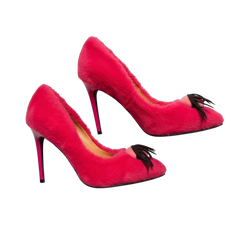 MOSCHINO FUR EYEBALL HEELS