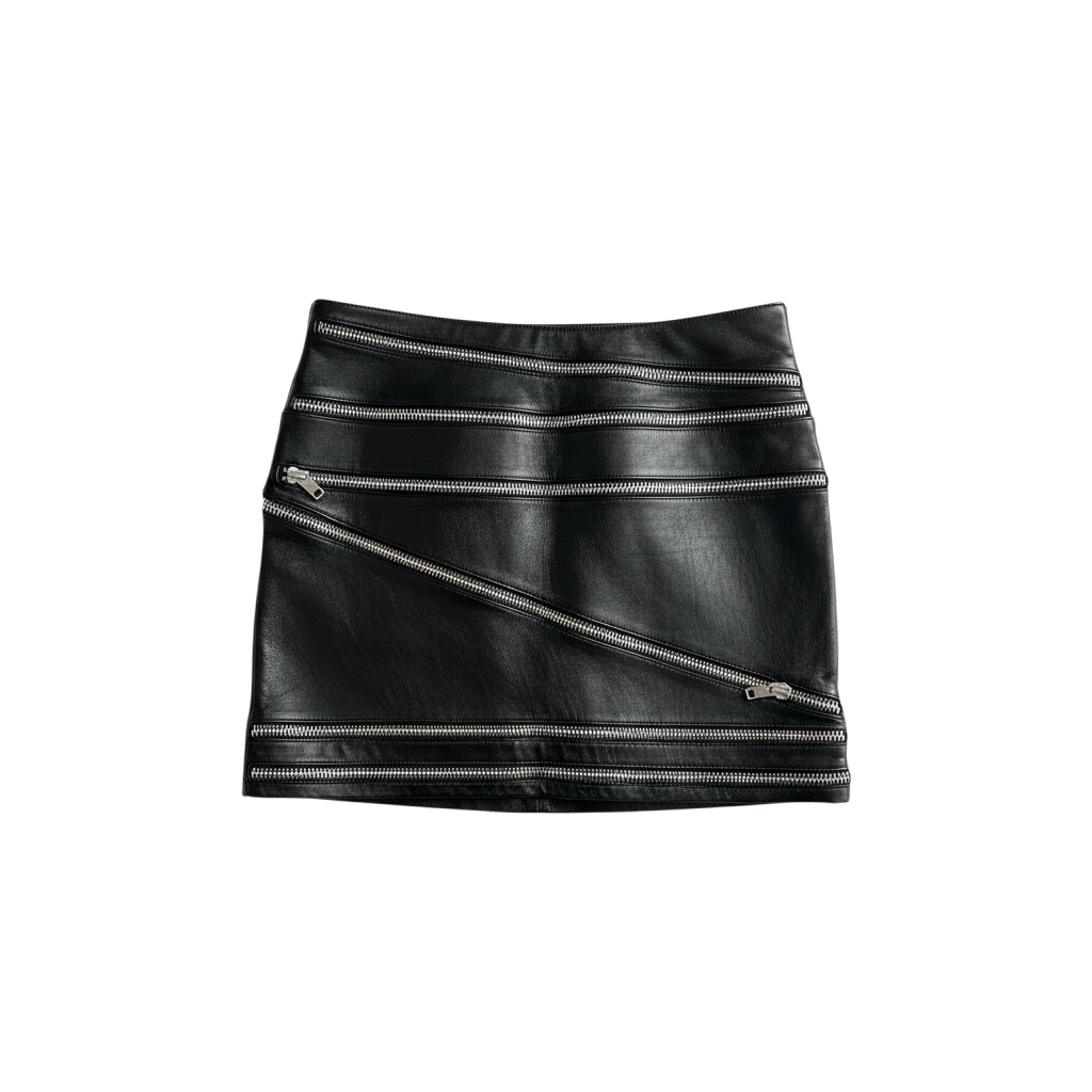 SAINT LAURENT BY HEDI SLIMANE 2013 ZIPPER LEATHER SKIRT