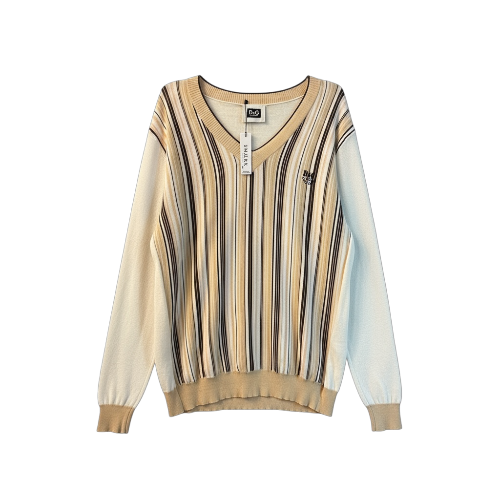 D&G STRIPED V NECK SWEATER