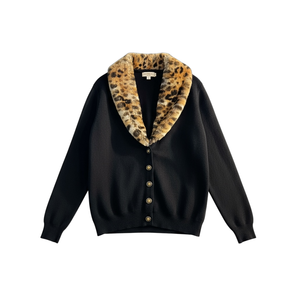 MCM SAMPLE LEOPARD COLLAR CARDIGAN
