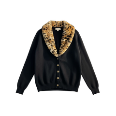 MCM SAMPLE LEOPARD COLLAR CARDIGAN