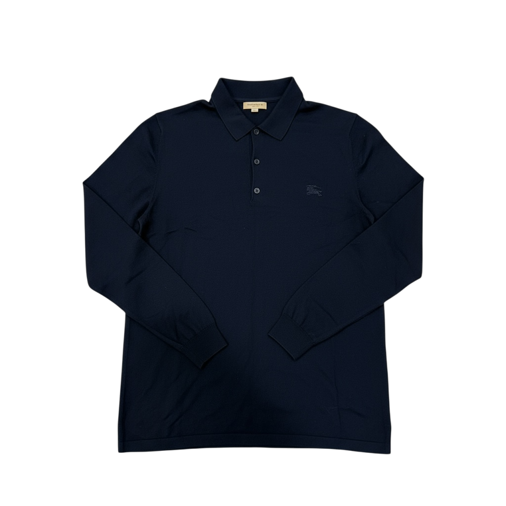 BURBERRY MERINO WOOL LONG SLEEVE POLO