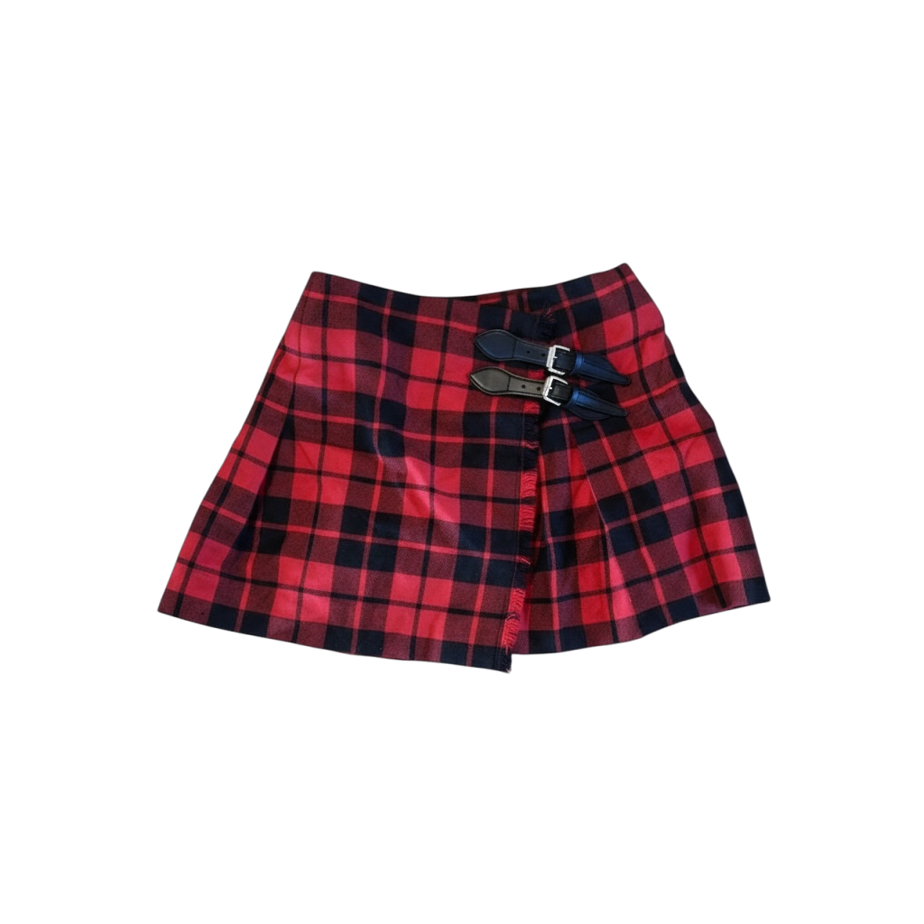 BURBERRY PLAID WRAP MINI SKIRT