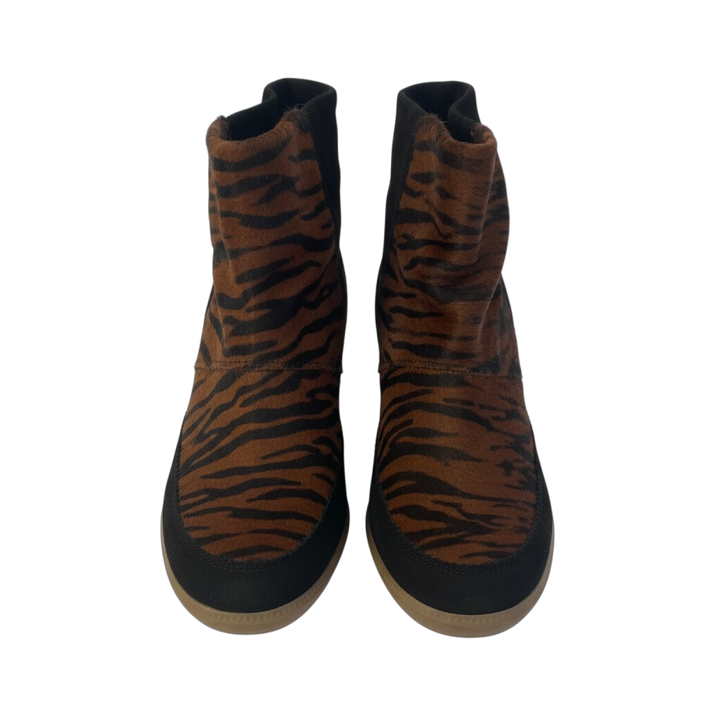 ISABEL MARANT BOBBY SNEAKER WEDGE IN ZEBRA CALFSKIN