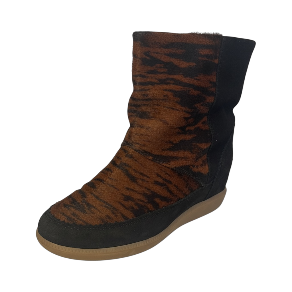 ISABEL MARANT BOBBY SNEAKER WEDGE IN ZEBRA CALFSKIN